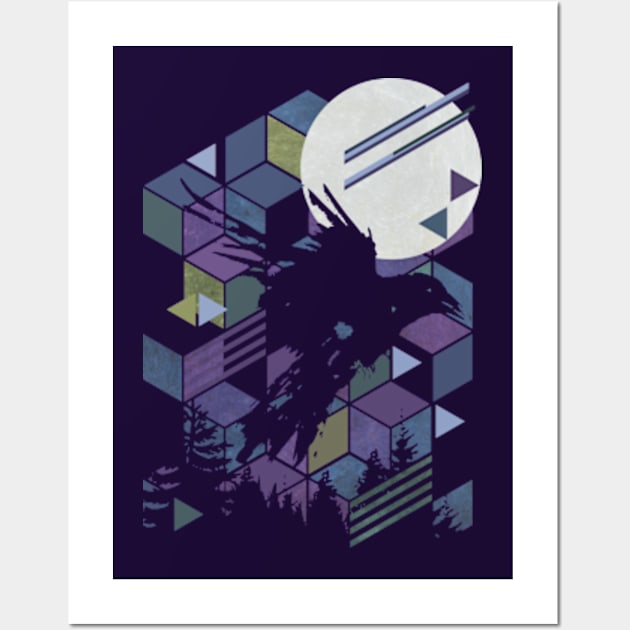 Geometric Raven Wall Art by PixelSamuel